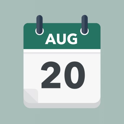Calendar icon showing 20th August